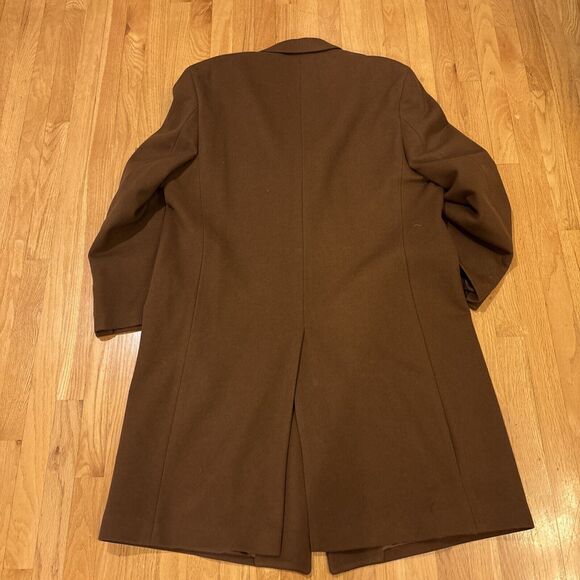 Jos A Bank Winter Pea Coat Mens Size 46L Brown Formal Wool Jacket - Picture 4 of 6
